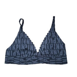 Victoria's Secret PINK Bonded Bralette Women's‎ Black Gray Spell Out Size S